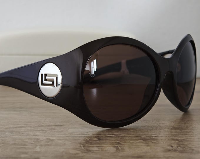 VERSACE 4164 Women's Oversized Greek Key Sunglasses Made in Italy - NOS - c. 2000's