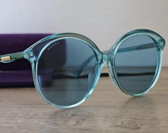 GUCCI GG0257SA Women's Blue Oversized Sunglasses Made in Italy - MINT