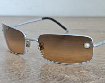 CHANEL Pearl 4075-H Vintage Rectangle Sunglasses - Y2K - Italy c. 2000's