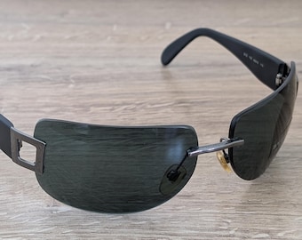 BVLGARI 612 Rimless Sunglasses Made in Italy - Bono U2 Oversized Style - c. 2000s