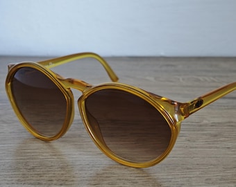 Vintage Christian Dior Sunglasses – 1980s Honey Yellow Gradient Brown, Model 2156