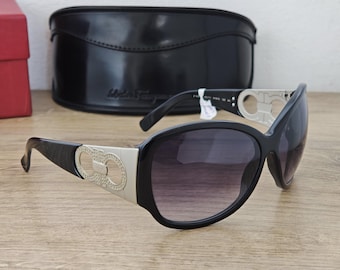Salvatore Ferragamo 2143-B Women's Black Oversized Sunglasses Made in Italy - NOS