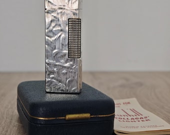 Accendino vintage Dunhill Rollagas placcato argento, prodotto in Svizzera - circa anni '70