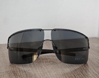 CELINE Paris SC 1208 Rimless Sunglasses - Oversized Wrap Around Shield - NOS - Y2K