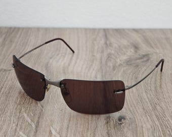 Giorgio Armani 1553 Vintage Rimless Sunglasses Made in Italy - c. 1990s - 2000s Y2k