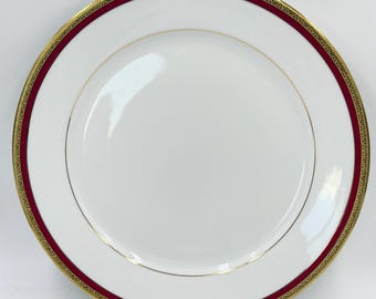 Charter Club Grand Buffet Gold Charger Plate, Burgundy Fine China Service Dish 2004