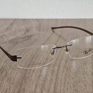 Ray-Ban RB8583 glasögonbågar utan bågar i titan – metallic brun – NOS bild 4
