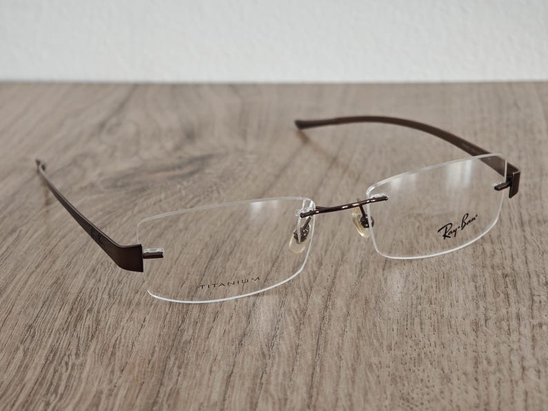 Ray-Ban RB8583 glasögonbågar utan bågar i titan – metallic brun – NOS bild 4