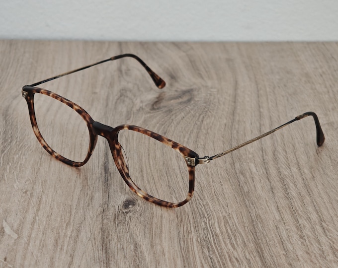 Vintage Giorgio Armani 335 Eyeglasses Frames Made in Italy - Tortoise Acetate x Bronze Metal