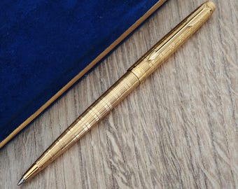 Parker 75 Place Vendome Prince de Galles Ballpoint Pen - Gold Plated Made in France - Vintage c. 1970s