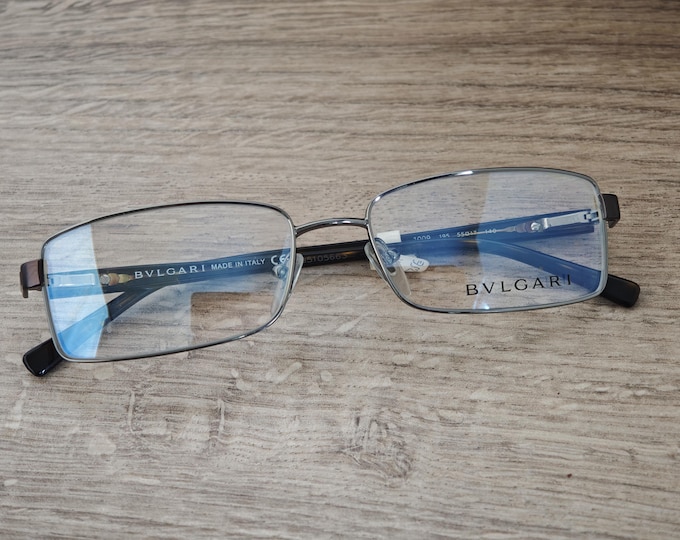 BVLGARI 1009 Men's Gunmetal Eyeglasses Frames - Rectangular Full Rim 55-17 140 mm