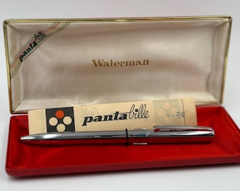 Vintage Waterman Pantabille 4-Color Ballpoint Pen, French Mid-Century Chrome Writing Instrument