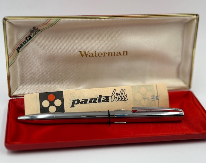 Vintage Waterman Pantabille 4-Color Ballpoint Pen, French Mid-Century Chrome Writing Instrument