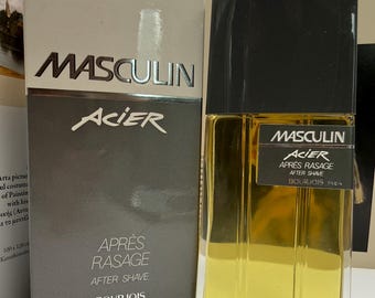 Vintage Bourjois Masculin Acier 100ml After Shave – New in Box, Rare