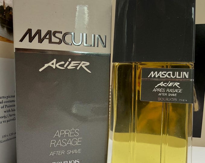 Vintage Bourjois Masculin Acier 100ml After Shave – New in Box, Rare