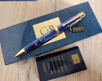 Caran d'Ache Equinox Blue Marble Ballpoint Pen Made in Switzerland - NOS