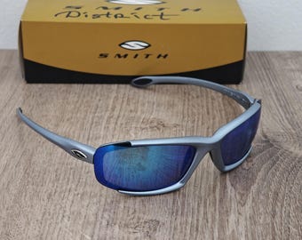 Smith Optics DISTRICT Blue Gunmetal Sunglasses Made in France - NOS - Y2K