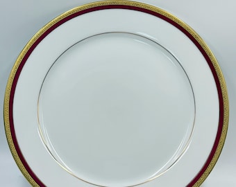 Charter Club Fashion Buffet Gold Charger Plate, Burgundy Red Filigree Fine China  2006