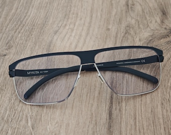 Mykita JOZO Aviator Eyeglasses Frames, Blue Full Rim Metal, Handmade Germany