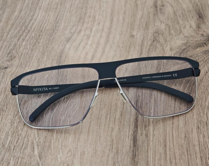 Mykita JOZO Aviator Eyeglasses Frames, Blue Full Rim Metal, Handmade Germany