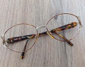 Vintage FENDI VL 7000 Eyeglass Frames, Gold Tortoise, Oversized 57-16-135