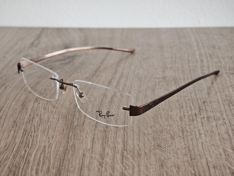 Ray-Ban RB8583 glasögonbågar utan bågar i titan – metallic brun – NOS bild 5