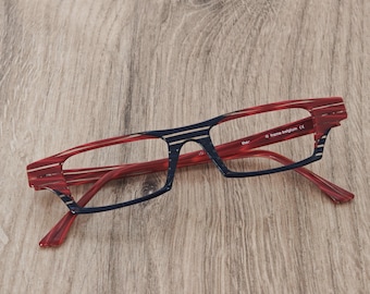 Theo Belgium Acetate Eyeglasses Frames, Red x Blue Full Rim