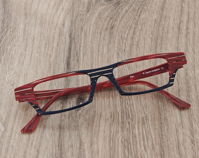 Theo Belgium Acetate Eyeglasses Frames, Red x Blue Full Rim