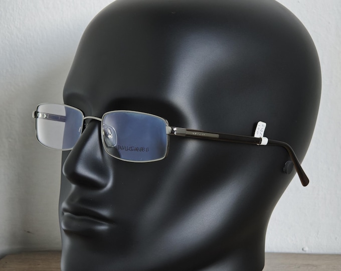 BVLGARI 150 103 Men's Gunmetal Eyeglasses Frames - Rectangular Full Rim 54-18 140 mm