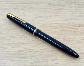 Vintage Parker Slimfold Fountain Pen  14K Gold Nib  Midnight Blue  Made in England
