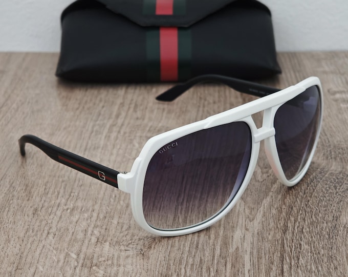 GUCCI GG 1622/S White Oversized Aviator Sunglasses Made in Italy