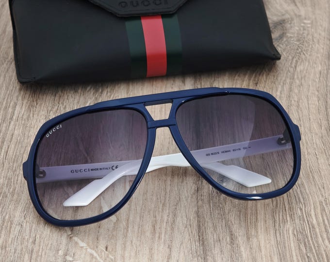 GUCCI GG 1622/S Blue Oversized Aviator Sunglasses Made in Italy