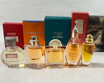 Vintage Perfume Miniatures Lot | Lalique, Hugo Boss, Azzaro, More