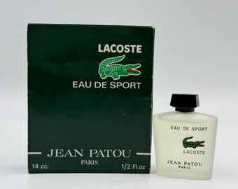 Vintage Jean Patou Lacoste Eau de Sport Mini Perfume Bottle 14cc 1/2 Fl Oz Original Box Made in France Collectible Splash