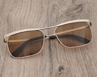 Vintage Rodenstock Carlton Flach Sunglasses – 12K Gold Filled Frame, Brown Lenses (c. 1960's)