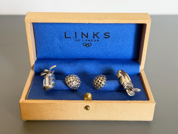 Genuine Links Of London Solid Sterling Silver 925 Golf Bag & Ball Cufflinks Boxed