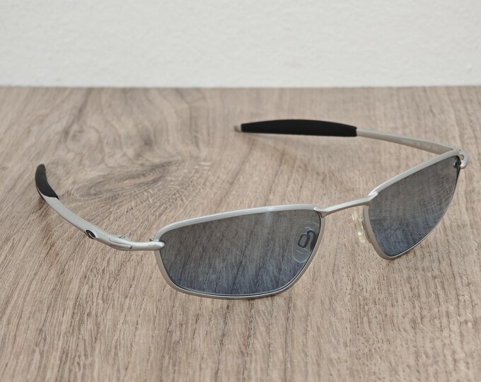 Vintage Smith Optics Midway Sunglasses – Matte Silver Blue Full Rim Metal (Made in Italy)