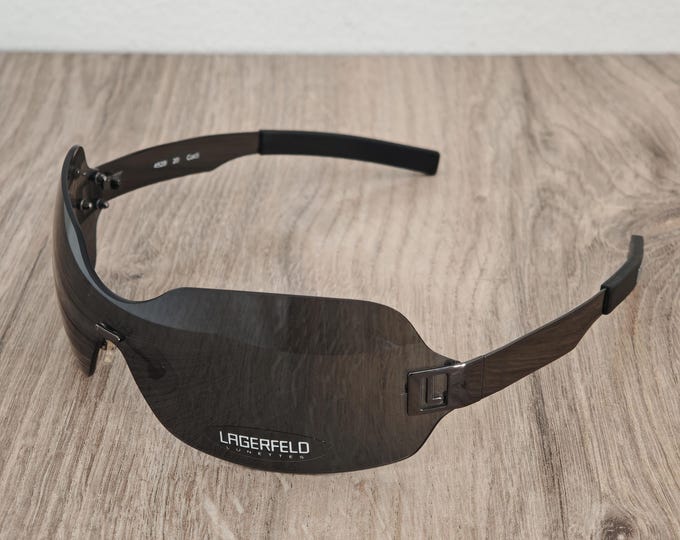 Karl Lagerfeld 4529 Rimless Shield Mask Sunglasses - Vintage c. 1990's - 2000's - RARE