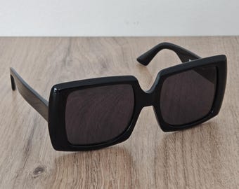 Kreuzbergkinder BRIGGITE Women's Black Oversized Sunglasses - Extra Large Acetate Frame