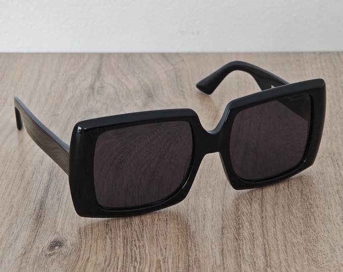 Kreuzbergkinder BRIGITTE Women's Black Oversized Sunglasses - Extra Large Acetate Frame