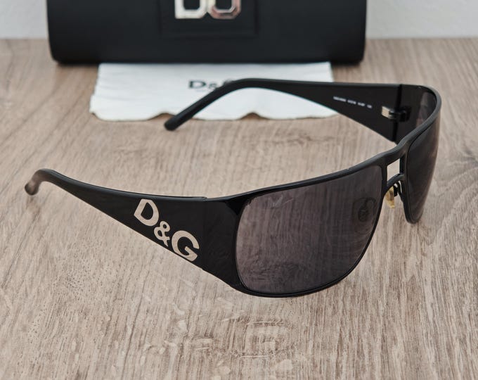 Dolce & Gabbana DG 6009 Black Wrap Around Sunglasses Made in Italy - c. 2000's (Y2K)