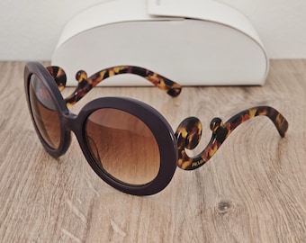 PRADA Baroque Sunglasses SPR 27N Purple x Brown Gradient Oversized - Made in Italy