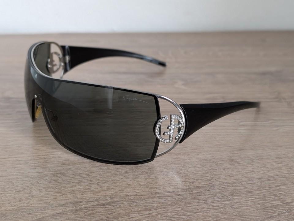 ​Giorgio Armani GA 320/S Shield Sunglasses Y2K Crystal Logo Brown Gold Vintage Giorgio Armani | Accessories | Giorgio Armani Vintage Y2k  main image 4