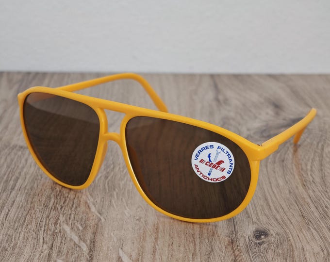 CEBE Yellow Sunglasses Made in France - Mineral Glass Lenses - c. 1980's - 1990's