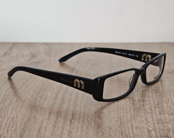 MIU MIU VMU16F Black Acetate Eyeglasses Frames Made in Italy - NOS
