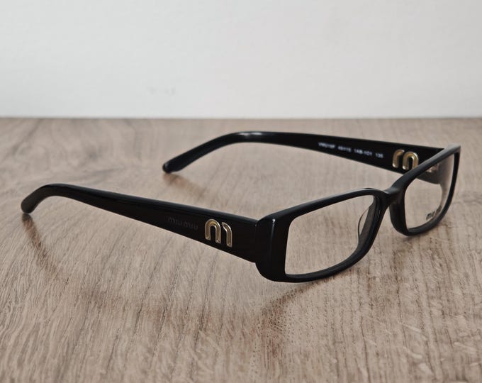 MIU MIU VMU16F Black Acetate Eyeglasses Frames Made in Italy - NOS
