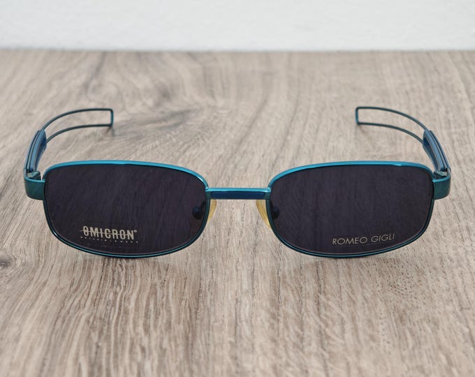 Romeo Gigli RG 180/S Metallic Turquoise Sunglasses - Omicron Melanin Lenses - c. 1990's - 2000's (Y2K)