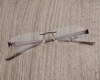 Montura de gafas Ray-Ban RB8583 sin aro de titanio - Marrón metálico - Nuevas