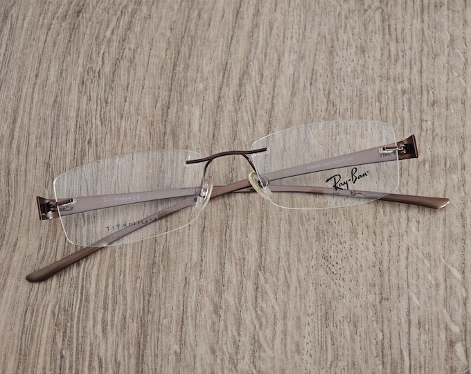 Ray-Ban RB8583 Rimless Titanium Eyeglasses Frames - Metallic Brown - NOS