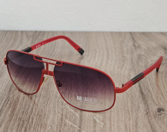 Karl Lagerfeld 154S Red Aviator Targa Sunglasses - Vintage c. 1990's - 2000's - RARE